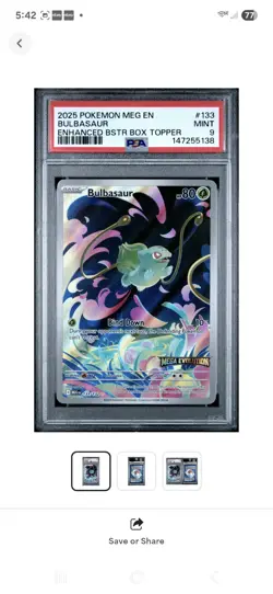 PSA 9 2025 POKEMON MEGA EVOLUTION 133 BULBASAUR STAMPED TOPPER PROMO - Image 1