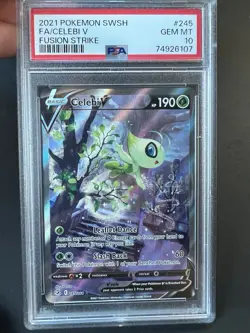 Pokemon Celebi v Alternate Art Fusion Strike Card 245/264, PSA 10 Gem Mint - Image 1