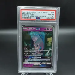 PSA 10 GEM MINT 2017 POKEMON SHINING LEGENDS MEWTWO GX SECRET RARE #78 CARD - Image 1