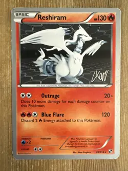 Pokemon Card Reshiram 26/114 Signed 2011 World Championship Card MP - Image 1