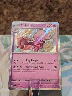 Tinkatuff Shiny Rare Pokemon Card 166/091 Scarlet & Violet Paldean Fates - Image 1