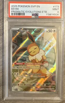 PSA 9 Eevee SVP 173 Prismatic Evolutions ETB Promo PRE Pokemon Card - Image 1