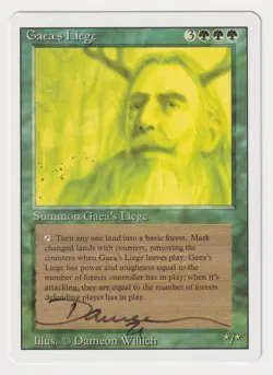 Signed Gaea's Liege LP Revised Edition Artist Dameon Willich 1994 MTG Magic Rare - Image 1