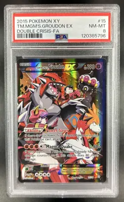 2015 Pokemon XY Double Crisis Team Magma's Groudon #15 PSA 8 - Image 1