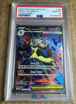Pokemon Mega Lucario Ex Meg En-Mega Evolution 160 NM PSA 10 GEM MINT - Image 1