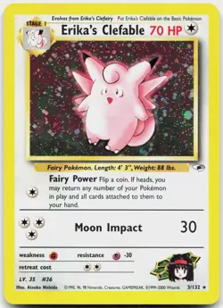 Erika's Clefable 3/132 Holo Rare Gym Heroes Pokemon Unlimited Holo LP - Image 1