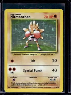 1999 Pokemon Unlimited Hitmonchan Rare Holo #7/102 - Image 1