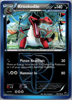 Krookodile 70/116 Rare Plasma Freeze Pokemon Lightly Played - Image 1