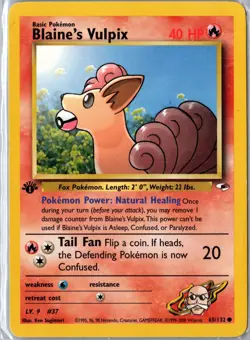 Blaine's Vulpix 65/132 Common Gym Heroes Pokemon 1st Edition Moderately Played - Image 1