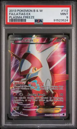 2013 POKEMON BLACK & WHITE PLASMA FREEZE #112 FULL ART/LATIAS EX PSA 9 - Image 1