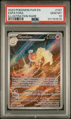 2023 POKEMON PAR EN-PARADOX RIFT ILLUSTRATION RARE #197 ESPATHRA PSA 10 - Image 1