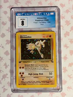 Hitmonlee 7/62 Fossil 1st Edition CGC 8 Holo Pokemon Card - Image 1