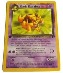 Team Rocket First Edition Dark Kadabra #39 Vintage Pokemon Card - Image 3