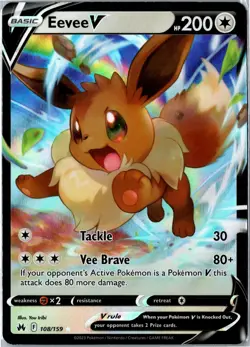 Pokemon Card - Eevee V 108/159 Crown Zenith V Rare Holo Near Mint - Image 1