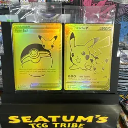Sealed Pikachu v Gold and Pokeball SWSH145/SWSH146 Pokemon TCG Celebrations - Image 1