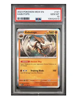 PSA 10 Gem Mint 💎 2023 POKEMON MEW EN-151 #141 KABUTOPS - Image 1