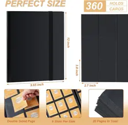 Card Binder 9 Pocket, Fabmaker 360 Pockets Trading Card Binder, Premium Collecto - Image 3