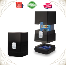 Deck Card Box for MTG & TCG, 100+ Deck Case, Dice Storage, Black - Image 1