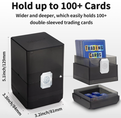Deck Card Box for MTG & TCG, 100+ Deck Case, Dice Storage, Black - Image 4