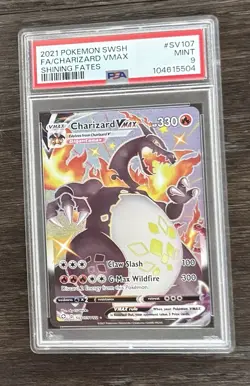 2021 Pokemon Charizard VMAX SV 107/122 Shining Fates PSA 9 Trading Card Game - Image 1