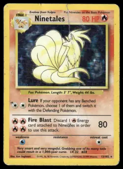 Pokemon Cards Ninetales 12/102 Holo Base Set Unlimited Holo Rare DMG *CREASE* - Image 1