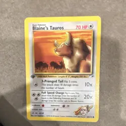 Blaine's Tauros 64/132 Common 1st Edition Gym Heroes 70 HP Regular Pokemon Card - Image 1
