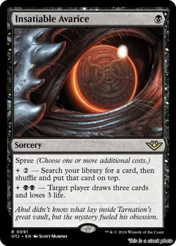 Insatiable Avarice MTG Outlaws of Thunder Junction Rare Foil NM Pck Fresh - Image 1