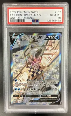 2022 Pokemon SWSH Origin Forme Palkia V Ultra Rare #167/189 PSA 10 GEM MINT - Image 1