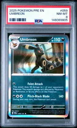 2025 POKEMON PRE EN-PRISMATIC EVOLUTIONS #059 UMBREON PSA 8 - Image 1