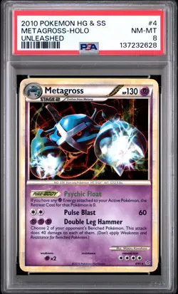METAGROSS HOLO 4/123 HEARTGOLD & SOULSILVER UNLEASHED POKEMON PSA 8 - Image 1