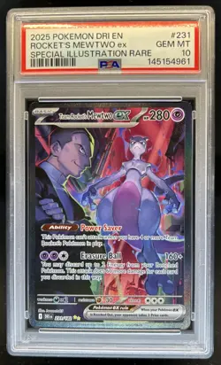 2025 Pokemon Destined Rivals Team Rocket's Mewtwo ex #231/182 PSA 10 GEM MINT - Image 1