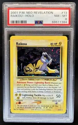 2001 Pokemon Neo Revelation Raikou Holo #13/64 PSA 8 - Image 1