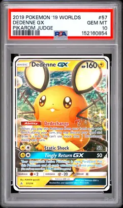 Pokemon Dedenne Gx 2019 World Championships Pikarom Judge #57 PSA 10 Gem Mint - Image 1