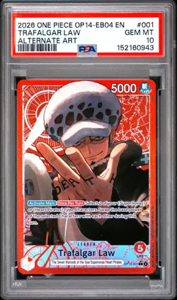 One Piece Trafalgar Law Alternate Art EB04 OP14-001 PSA 10 Gem Mint - Image 1