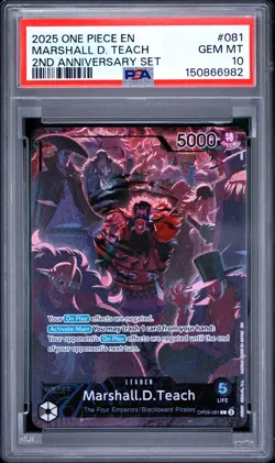 2025 ONE PIECE ENGLISH VERSION 2ND ANNIVERSARY SET #081 MARSHALL D. TEACH PSA 10 - Image 1