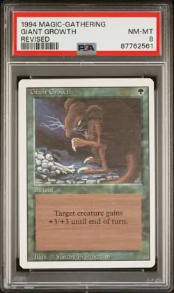 1994 Magic The Gathering MTG Revised Giant Growth - PSA 8 - Image 1