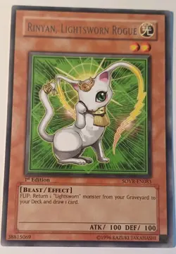 Yugioh Rinyan, Lightsworn Rogue SOVR-EN083 Rare 1st Edition VLP - Image 1