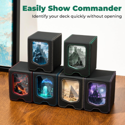 Deck Box for MTG Commander, Magnetic Trading Card Storage Box with Commander Dis - Image 2