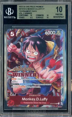 2022-24 One Piece Promos #ST01012 Monkey D. Luffy P Vol.5 Winner BGS 10 PRISTINE - Image 1