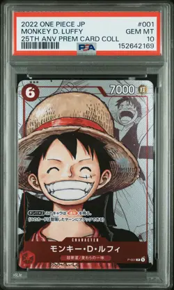 2022 ONE PIECE JAPANESE 25TH ANNIVERSARY #001 MONKEY D. LUFFY PSA 10 - Image 1