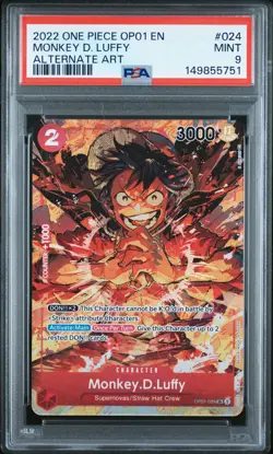 2022 ONE PIECE OP01-ROMANCE DAWN ALTERNATE ART #024 MONKEY D. LUFFY PSA 9 - Image 1