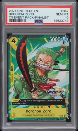 2024 ONE PIECE CHAMPIONSHIP 2024 EVENT PACK FINALIST #042 RORONOA ZORO PSA 10 - Image 1