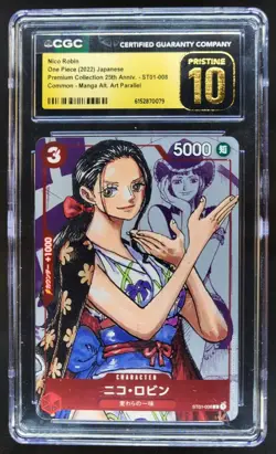 2022 ONE PIECE JP NICO ROBIN MANGA ALT ART 25TH ST01-008 CGC 10 PRISTINE C RC7 - Image 1