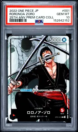 2022 ONE PIECE JAPANESE 25TH ANNIVERSARY PREMIUM COLLECTION RORONOA ZORO PSA 10 - Image 1