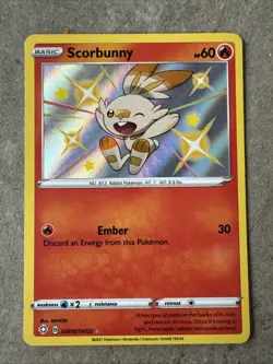 Pokemon TCG Scorbunny Holo Rare Card SV015/SV122 Shining Fates - Image 1
