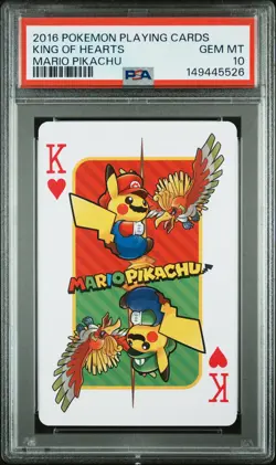 2016 POKEMON PLAYING CARDS MARIO PIKACHU KING OF HEARTS PSA 10 - Image 1