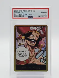 2025 ONE PIECE OP13 DON! CARD ALT ART GOLD PSA 10 Q7201 - Image 1