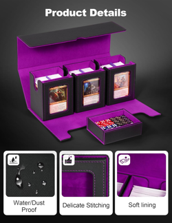 Card Deck Box for MTG with Commander Display, 4-In-1 Removable Card Case with Di - Image 4