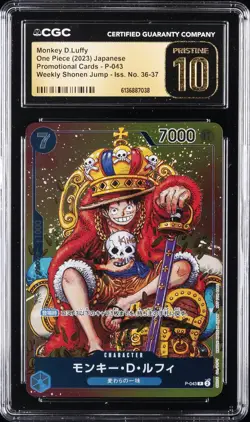 2023 ONE PIECE PROMO CARDS #P-043 MONKEY D.LUFFY CGC 10 PRISTINE - Image 1