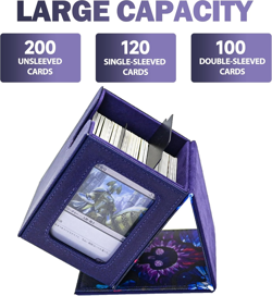 Card Deck Box, Holds 100+ Double-Sleeved Cards,Trading Card Storage Box with 2 D - Image 2